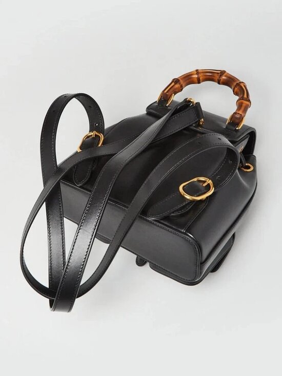 Gucci Black Smooth Leather Bamboo Handle Small Backpack Bag main image 4